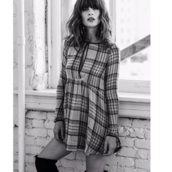 Free People Tops - Free people plaid keyhole Baby doll tunic